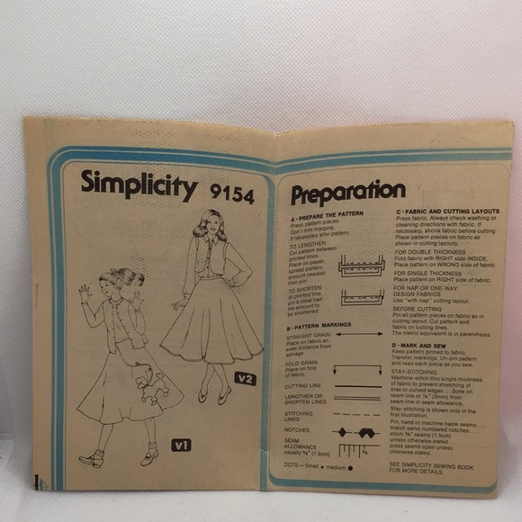 Simplicity 9154 Vintage Poodle Skirt Size 5/6 7/8 - Picture 10 of 11